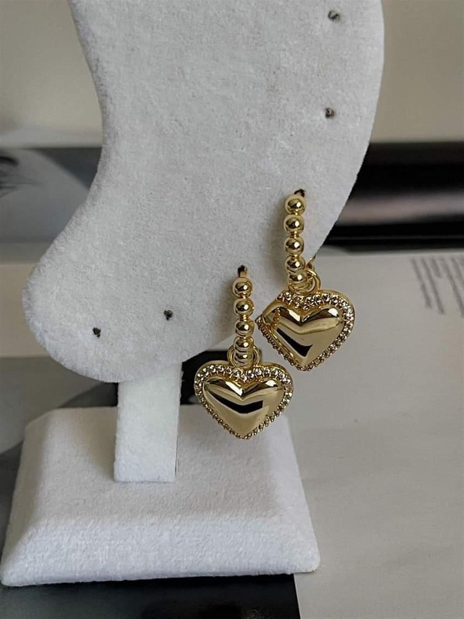Özel Seri Vip Gold Kalp Küpe (3.20 Cm)