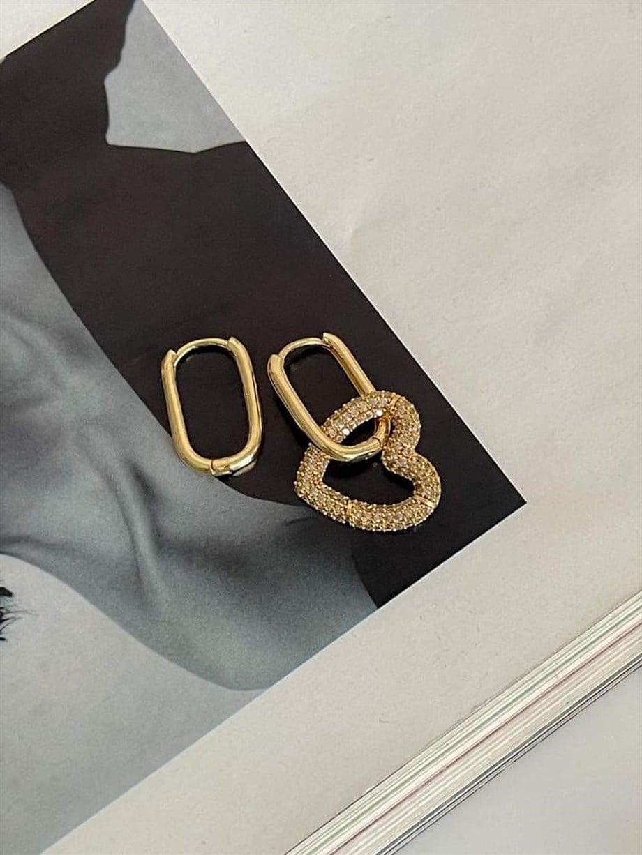 Özel Seri Vip Gold Kalpli Küpe (3.20 Cm)