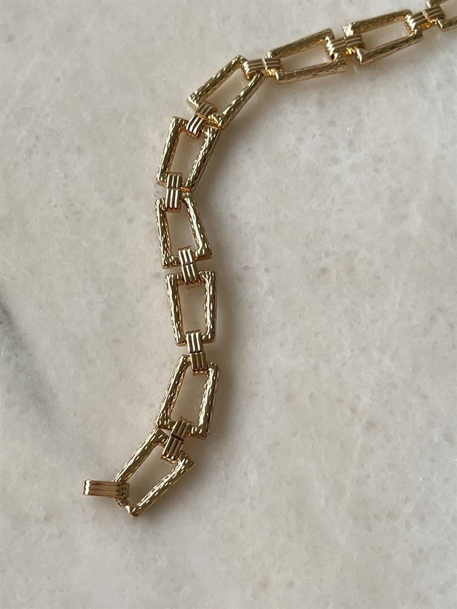 Pirinç Üzeri Mikron Altın Kaplama Kalın Büyük Halka Bileklik (20 Cm)