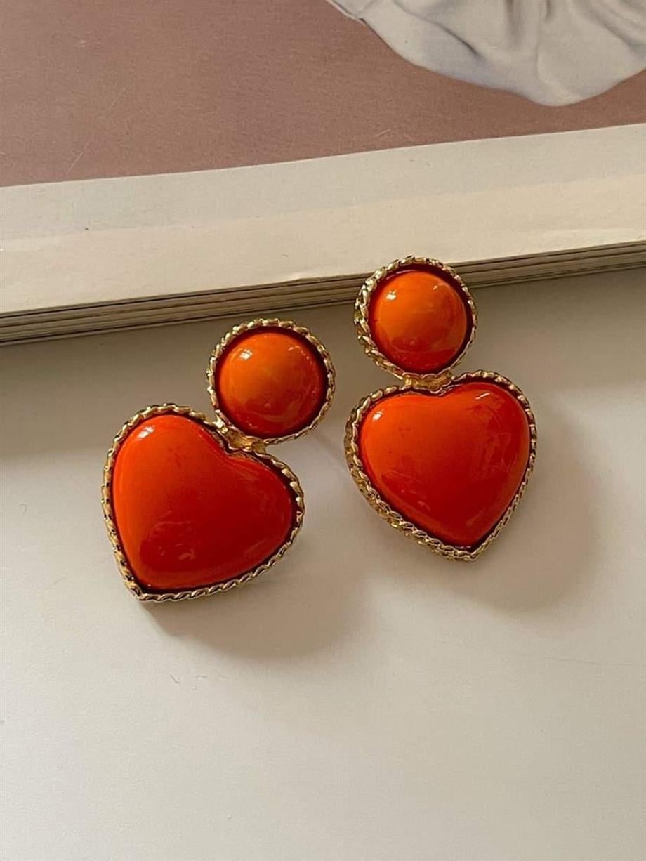 Turuncu Kalpli Küpe 