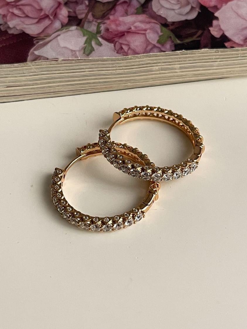 Xuping Gold Baget Taşlı Luna Küpe (2.60 Cm)