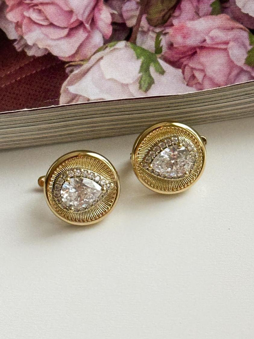 Xuping Gold Beyaz Damla Taşlı Küpe (1.30 Cm)