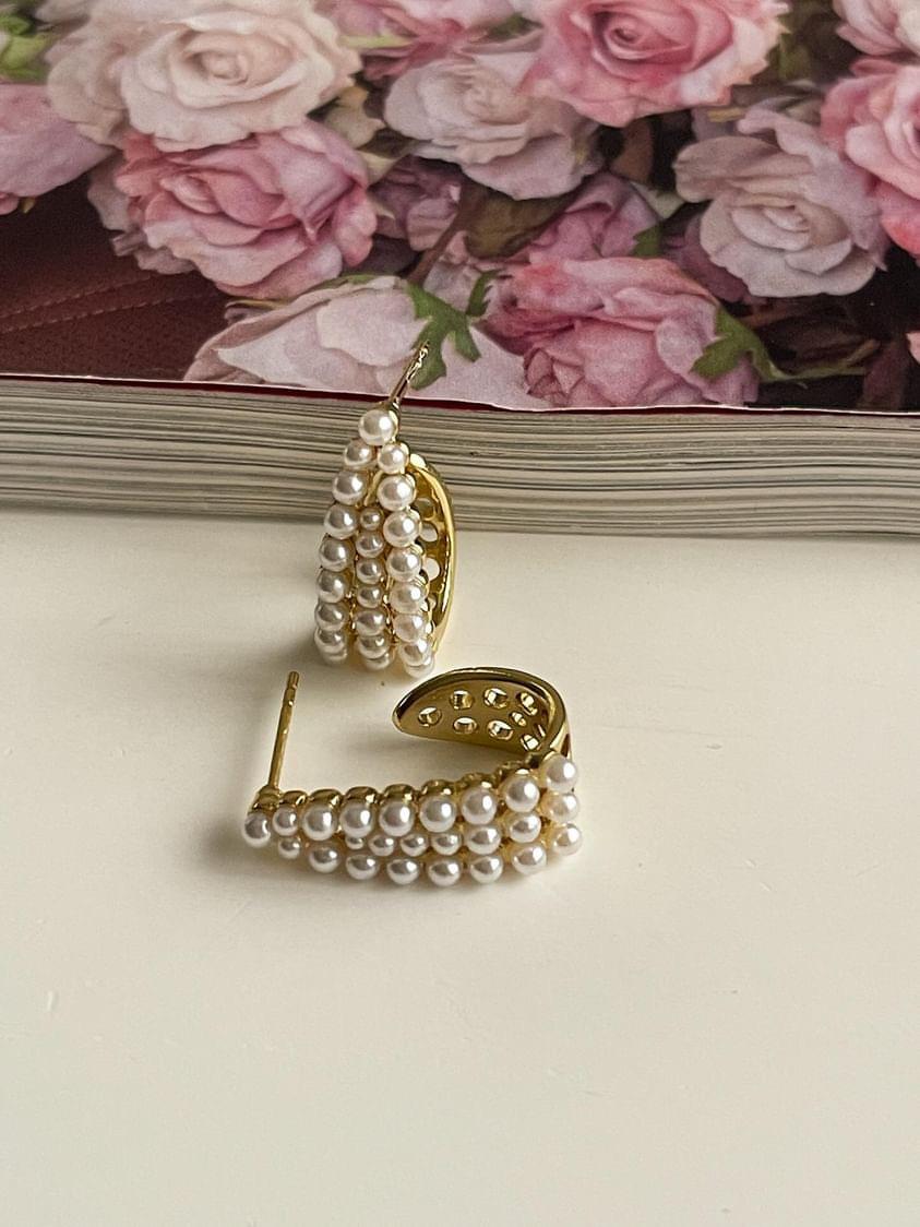 Xuping Gold İncili Kare Küpe (2 Cm)