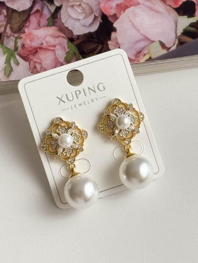 Xuping Gold İncili Küpe (3 Cm)