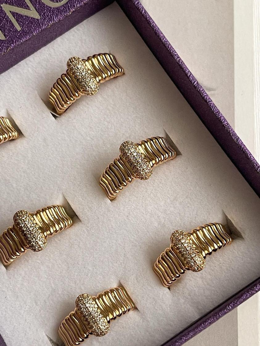 Xuping Gold Vintage Zirkon Taşlı Numaralı Yüzük (17 Numara)