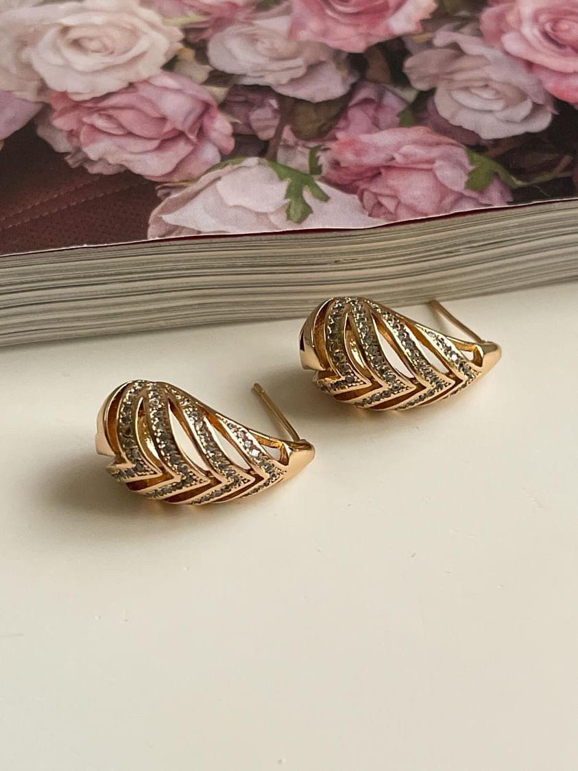 Xuping Gold Zirkon Taşlı Balıksırtı Desen Bottega Küpe (2 Cm)