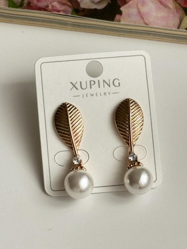 Xuping İncili Yaprak Küpe (3 Cm)