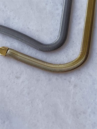Çelik Gümüş Renk Snake Bileklik (22 Cm)