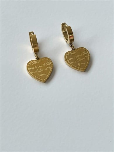 Çelik Love You Yazılı Küpe (3 Cm)