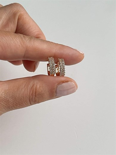 Özel Kaplama Zirkon Taşlı Halka Küpe (1.70 Cm)