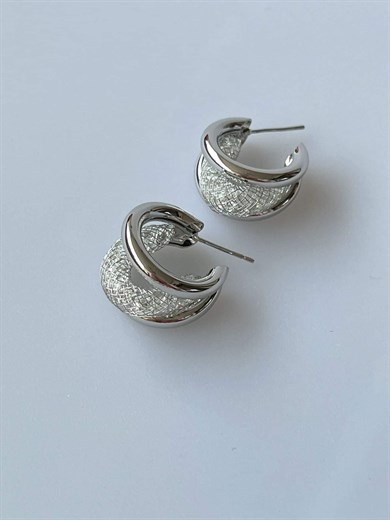 Özel Seri Gümüş Renk Antialerjik Çivisi 925 Gümüş Halka Küpe (2 Cm)