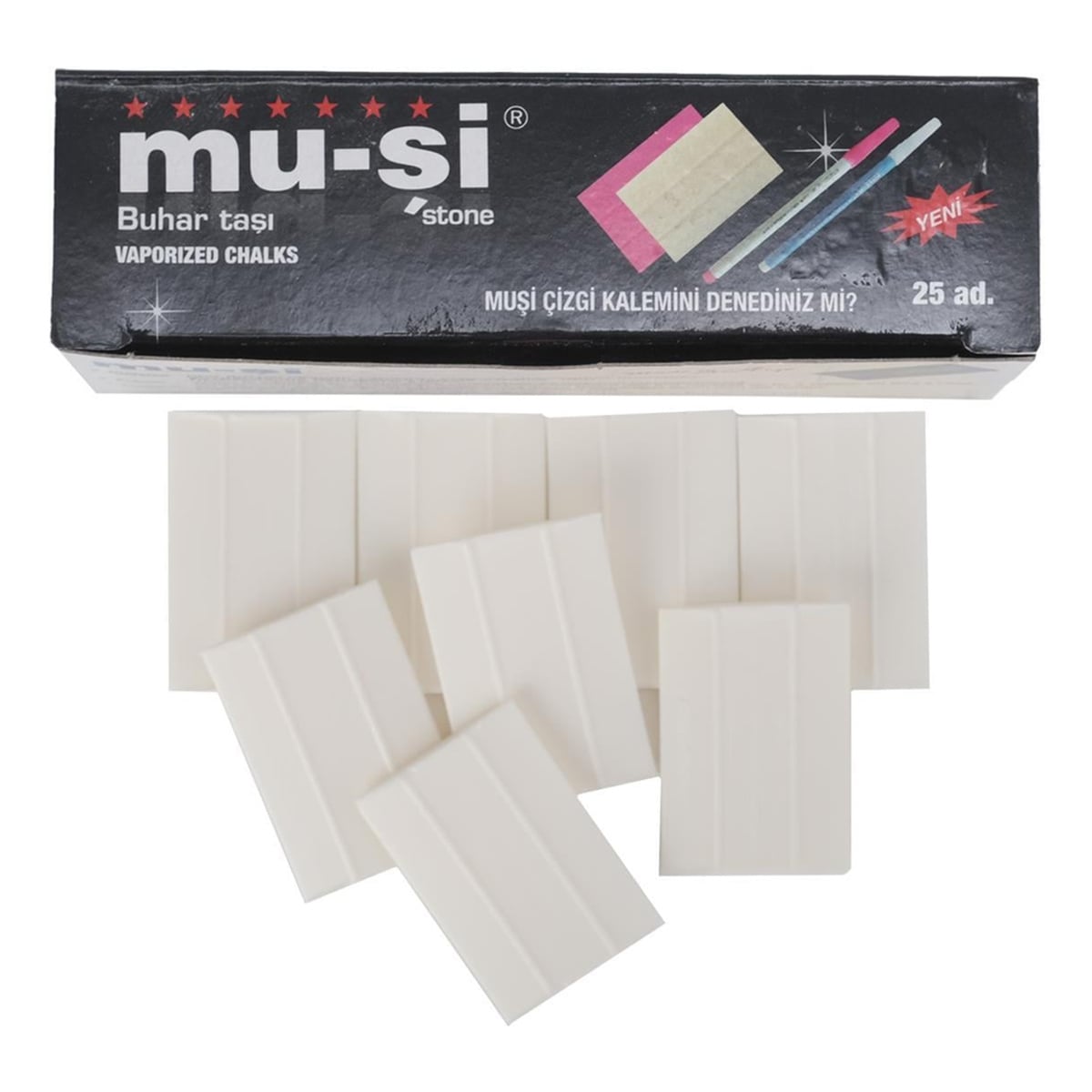 Muşi Çizgi Taşı Beyaz Renk 25 Adet