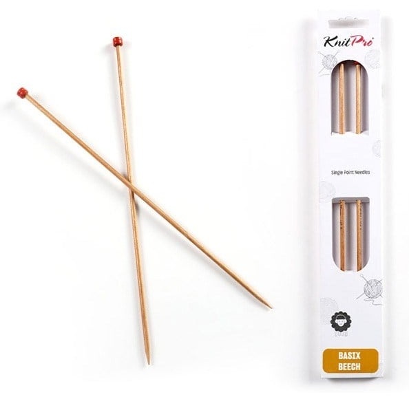 KnitPro Basix Beech Tek Uçlu Ahşap Örgü Şiş 25 cm 3.50 mm