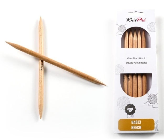 KnitPro Basix Beech Çift Uçlu Ahşap Şiş 20 cm 9.00 mm