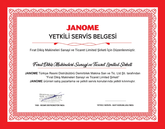 Janome Yetkili Servis Belgesi