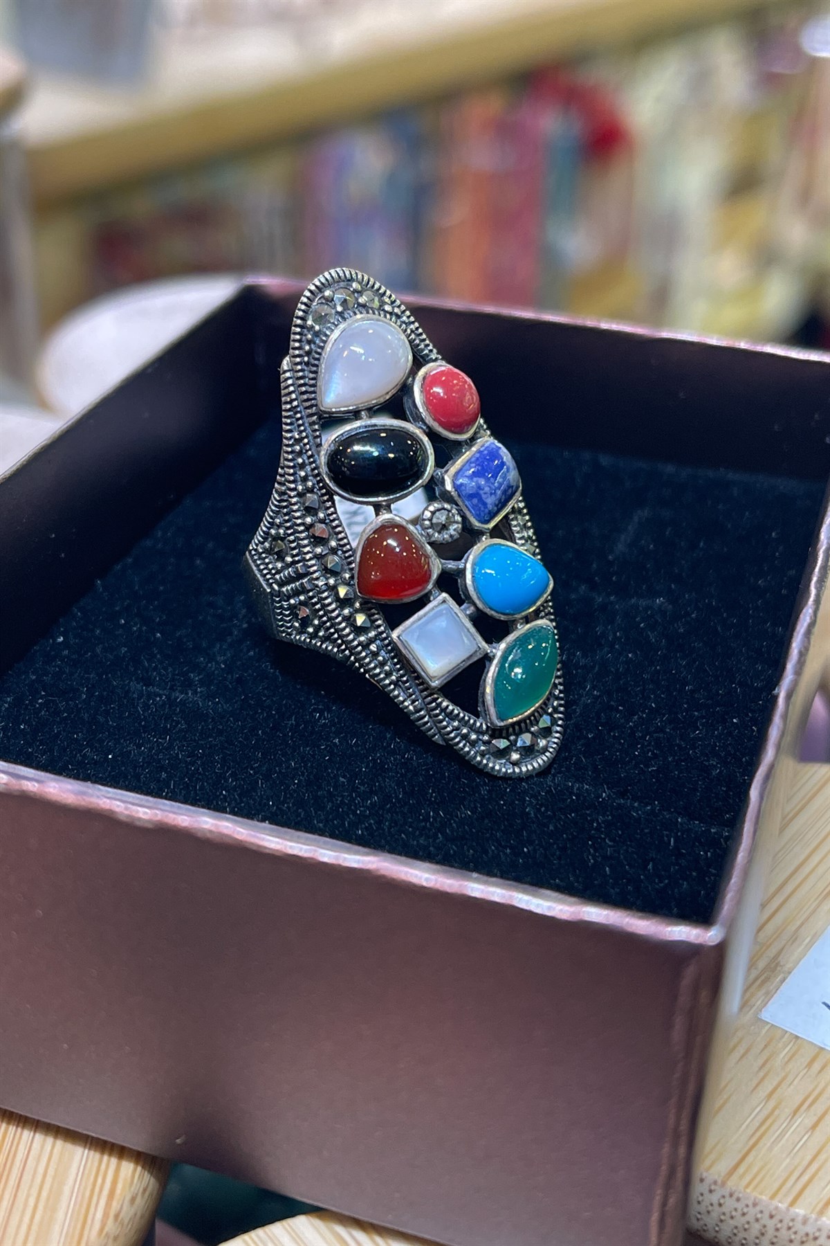 Markazit İşlemeli Doğaltaş Tasarım Yüzük