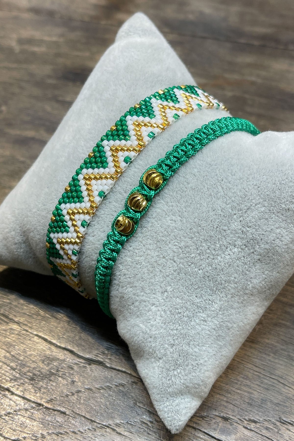 Yeşil Makrome ve Zigzag Desen Miyuki Kombin