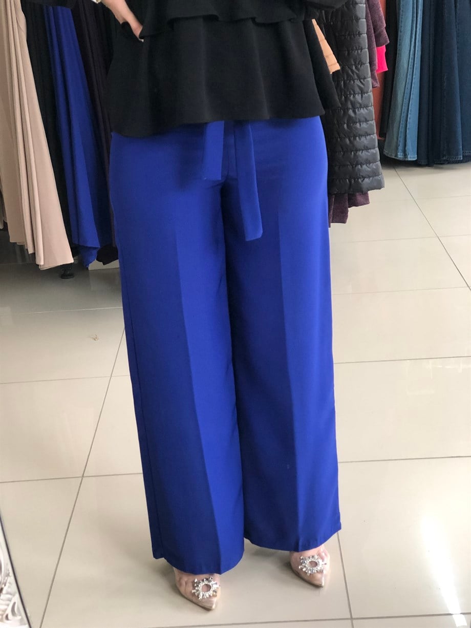 KADIN BOL PAÇA PANTOLON SAKS MAVİSİ