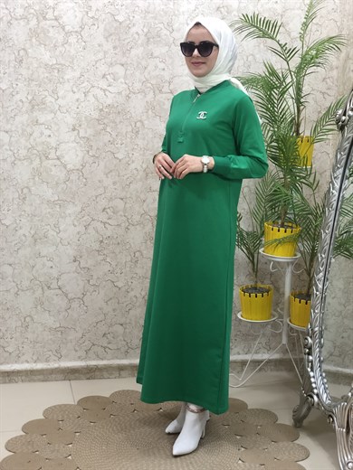 Kadın Tesettür Uzun Elbise Yeşil