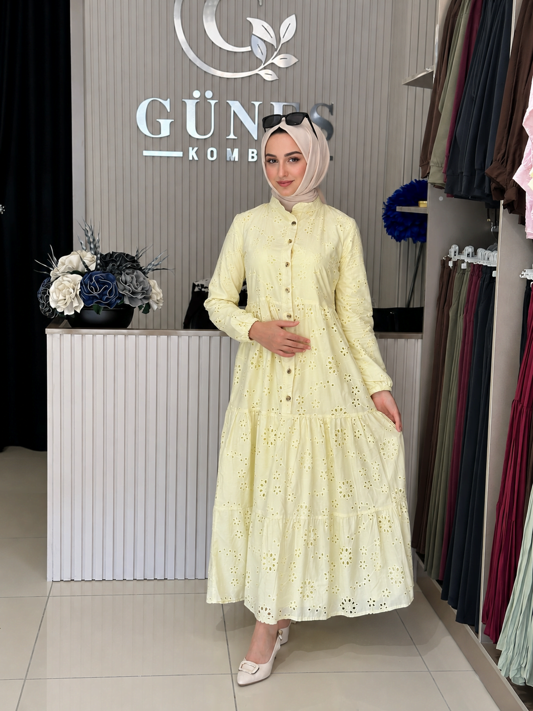 Güneş Kombin Fisto Elbise Sarı