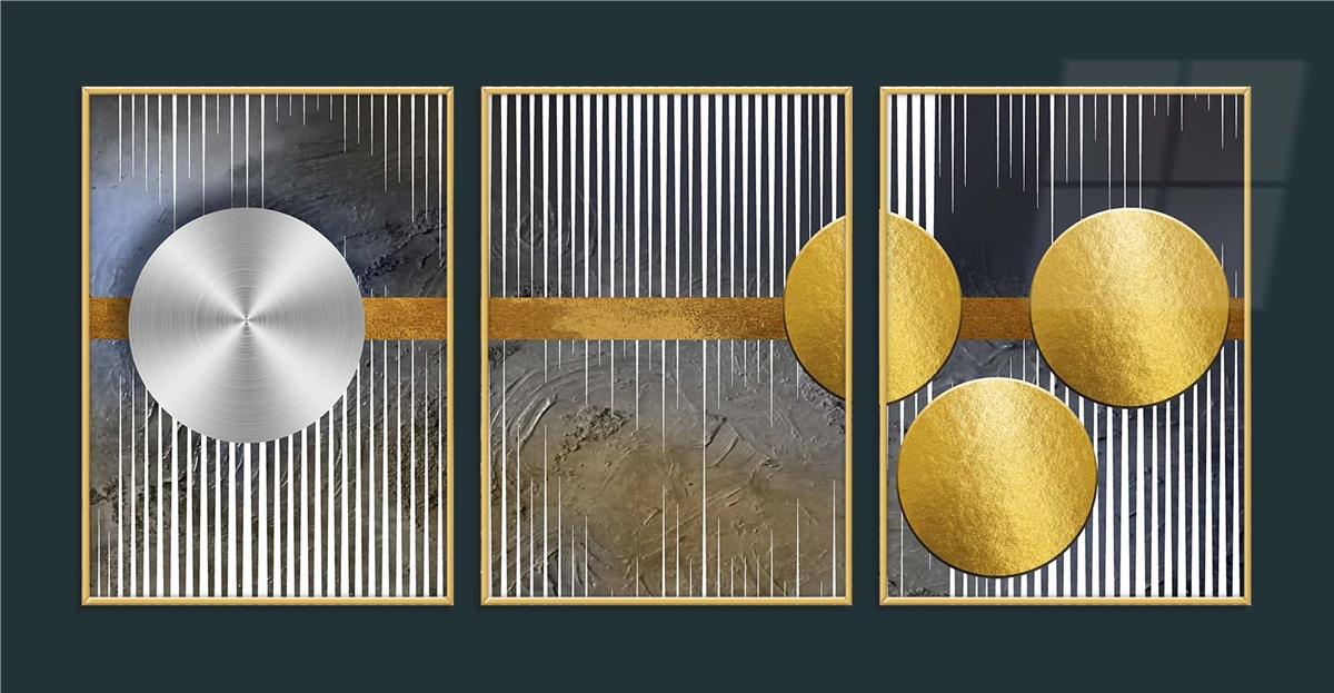 Alüminyum Çerçeveli Sanat Temalı 3lü Set MDF Tablo 0078