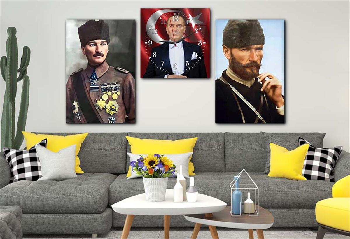 Ensemble de tableaux et dhorloge 2 pièces sur le thème de la nation