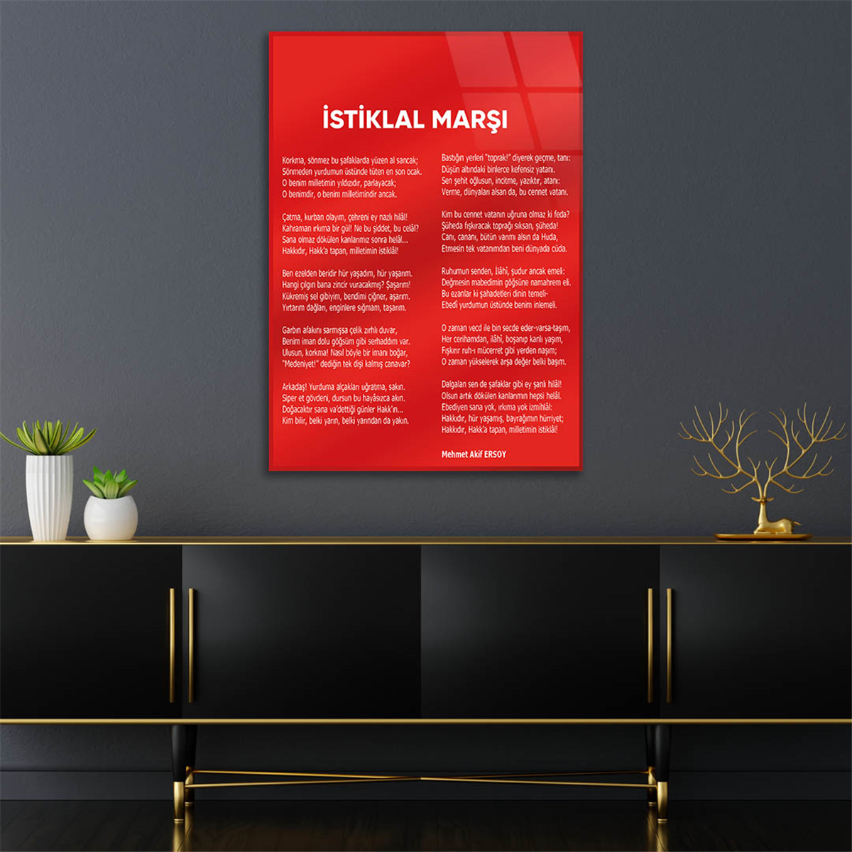 Turkish National Anthem Tempered Glass Wall Art 