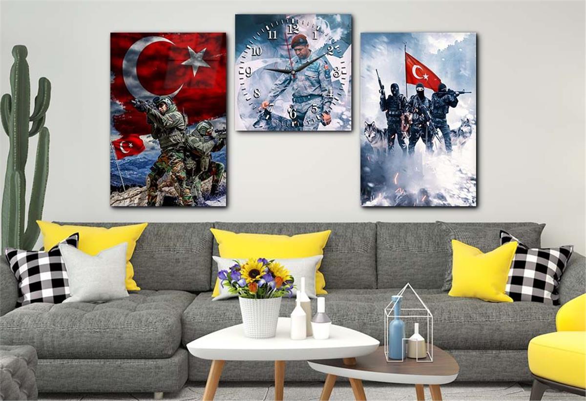 Martyr ÖMER HALIS DEMİR Tempered Glass Wall Art Set with Clock 