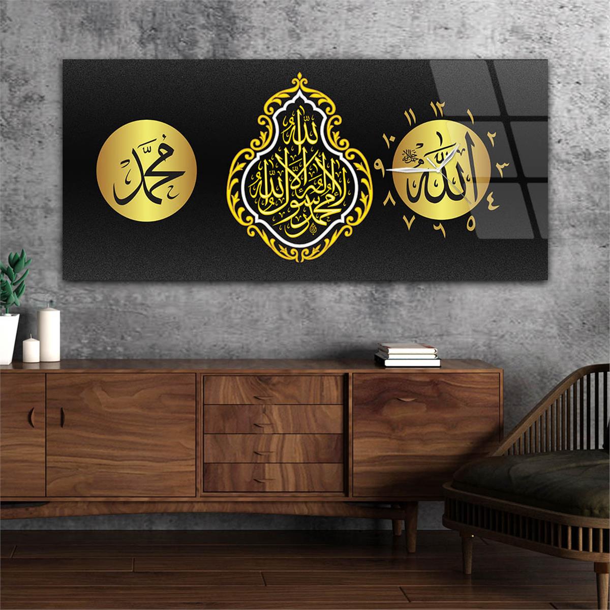Side-Clock, Religious-Themed Horizontal Glass Wall Painting 003