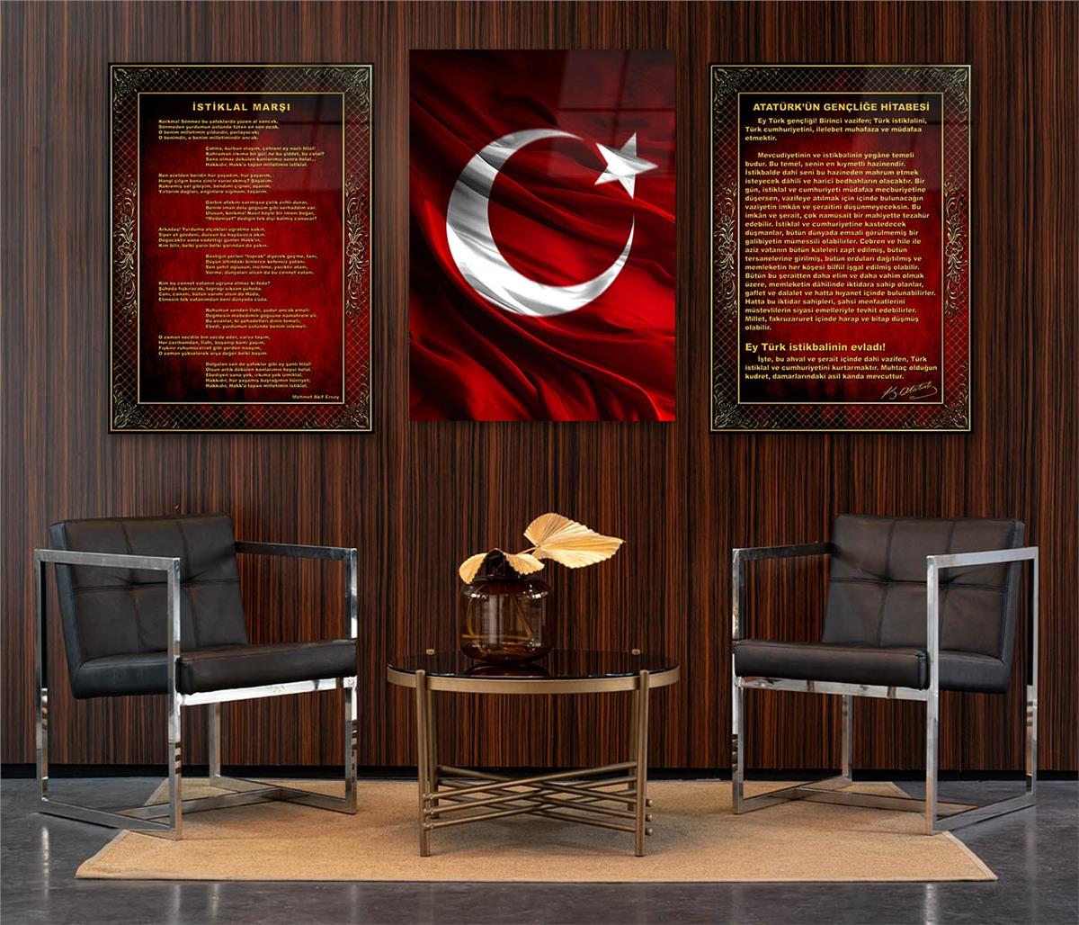  3lü Set VatanTemalı Cam Tablo 15