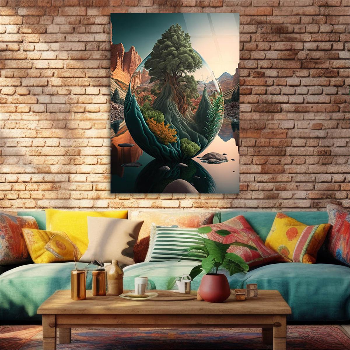 Vertical Tempered Glasss Wall Arts Art-Themed 304