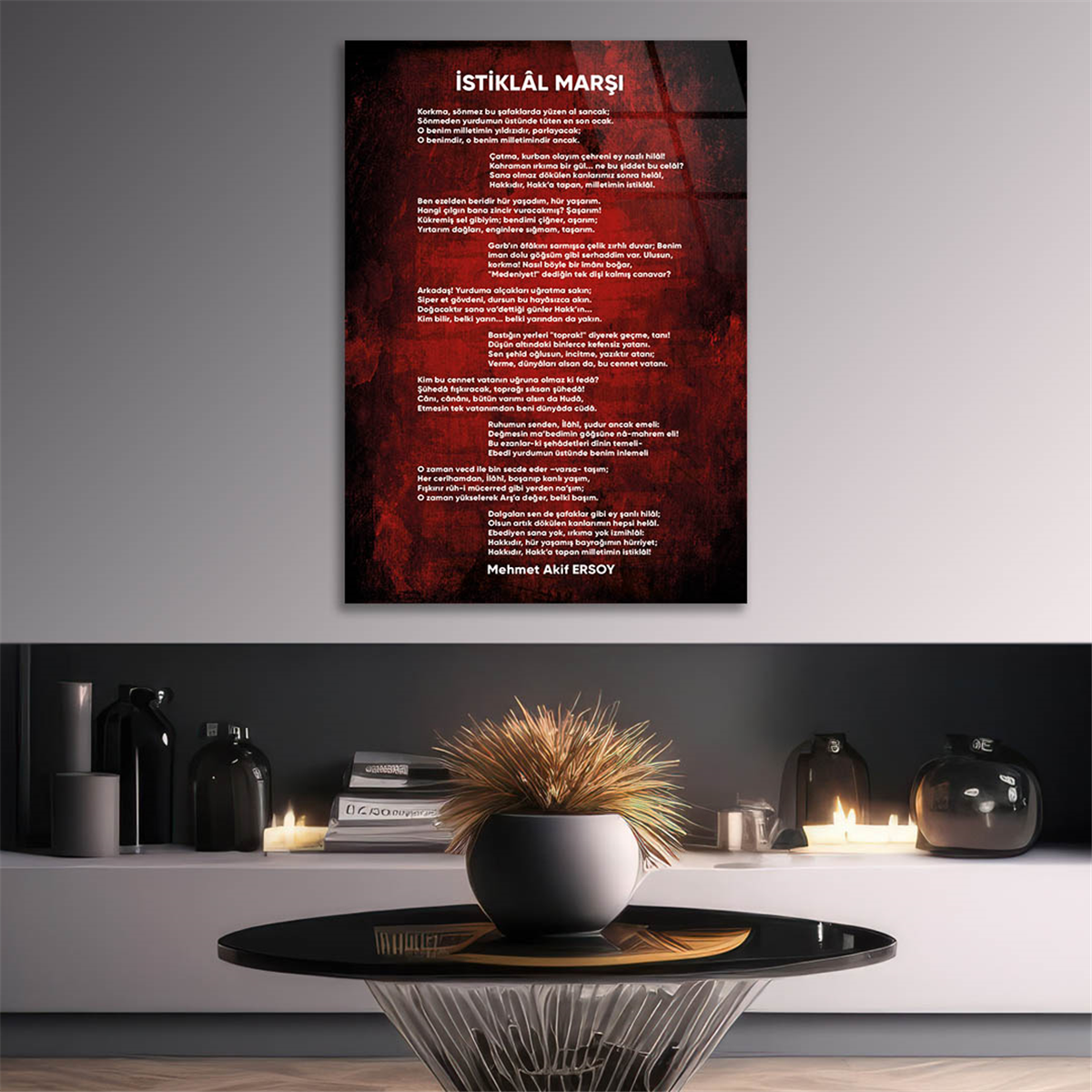Turkish National Anthem Tempered Glass Wall Art 