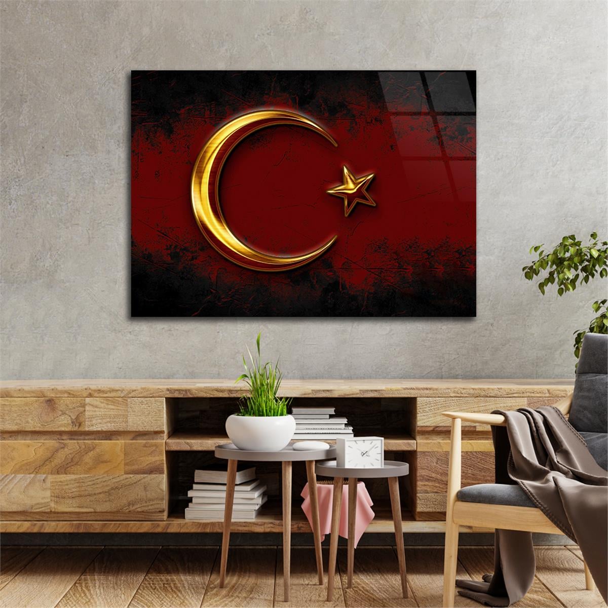 Yatay Vatan Temalı Cam Tablo 158