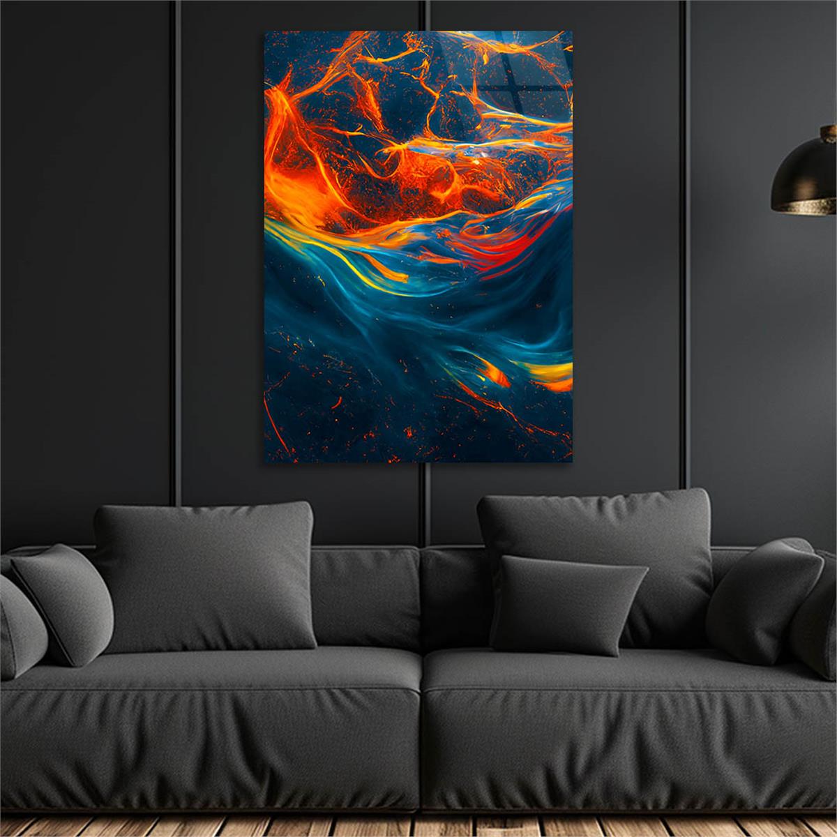 Dikey Sanat Temalı Cam Tablo 344