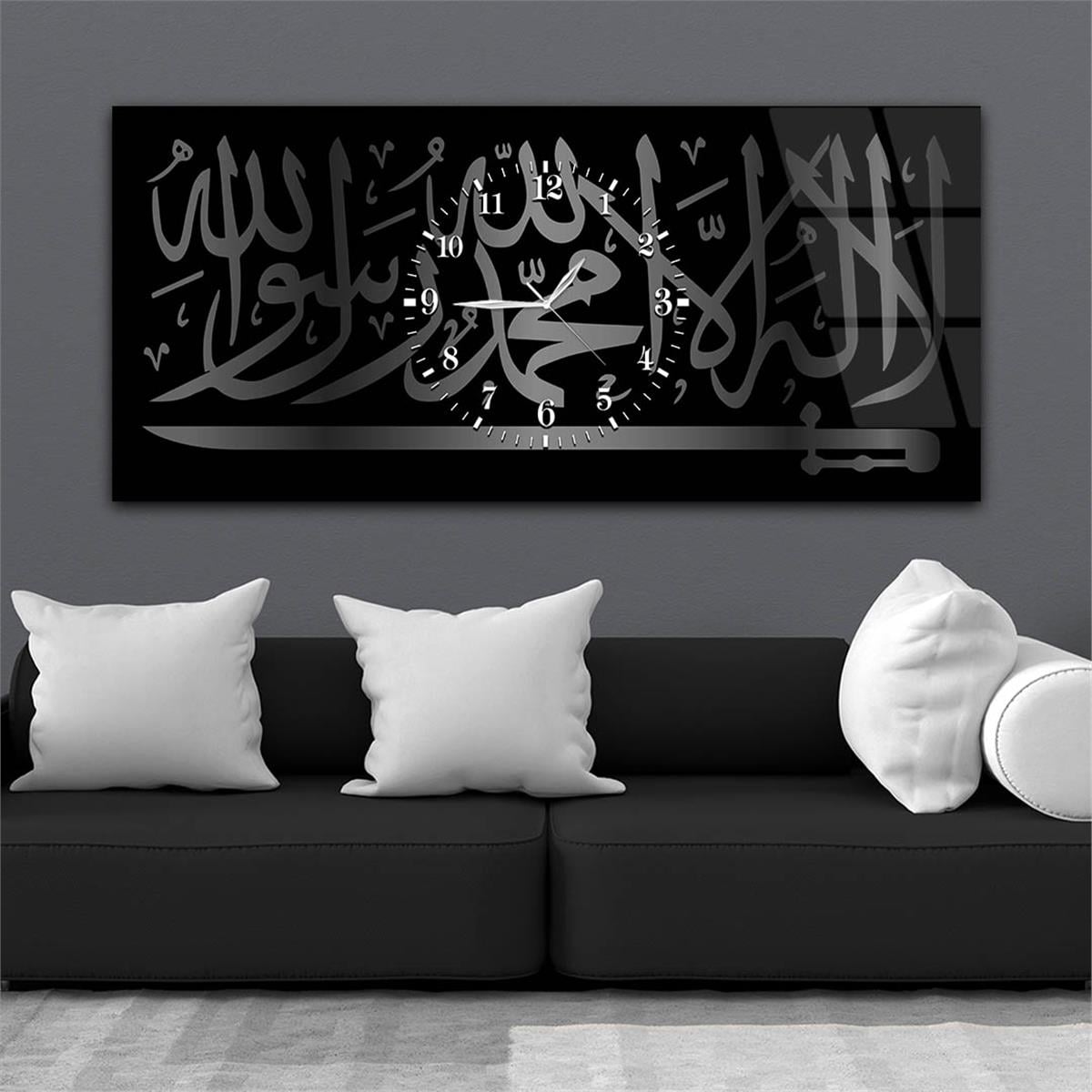 Horizontaal, in Het Midden Voorzien Van Een Klok, Religieus Thema Gehard Glasschilderij 043