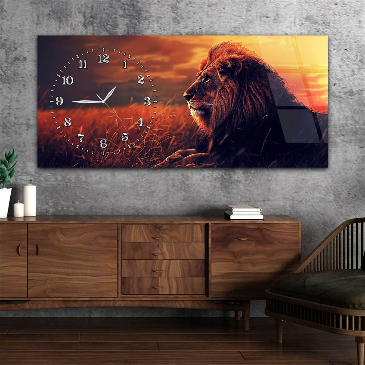 Yatay Saatli Yandan Sanat Temalı Cam Tablo 335