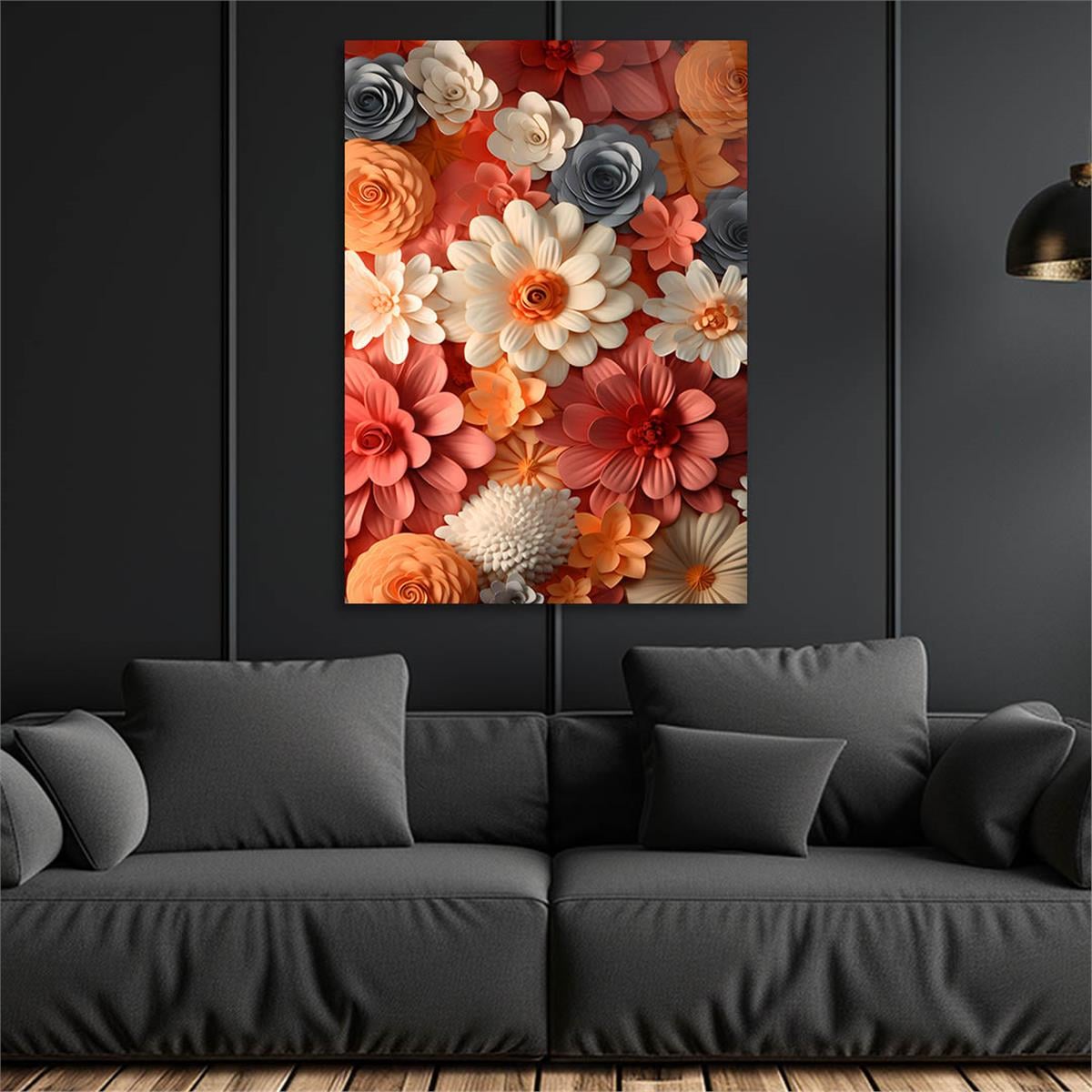 Dikey Sanat Temalı Cam Tablo 406