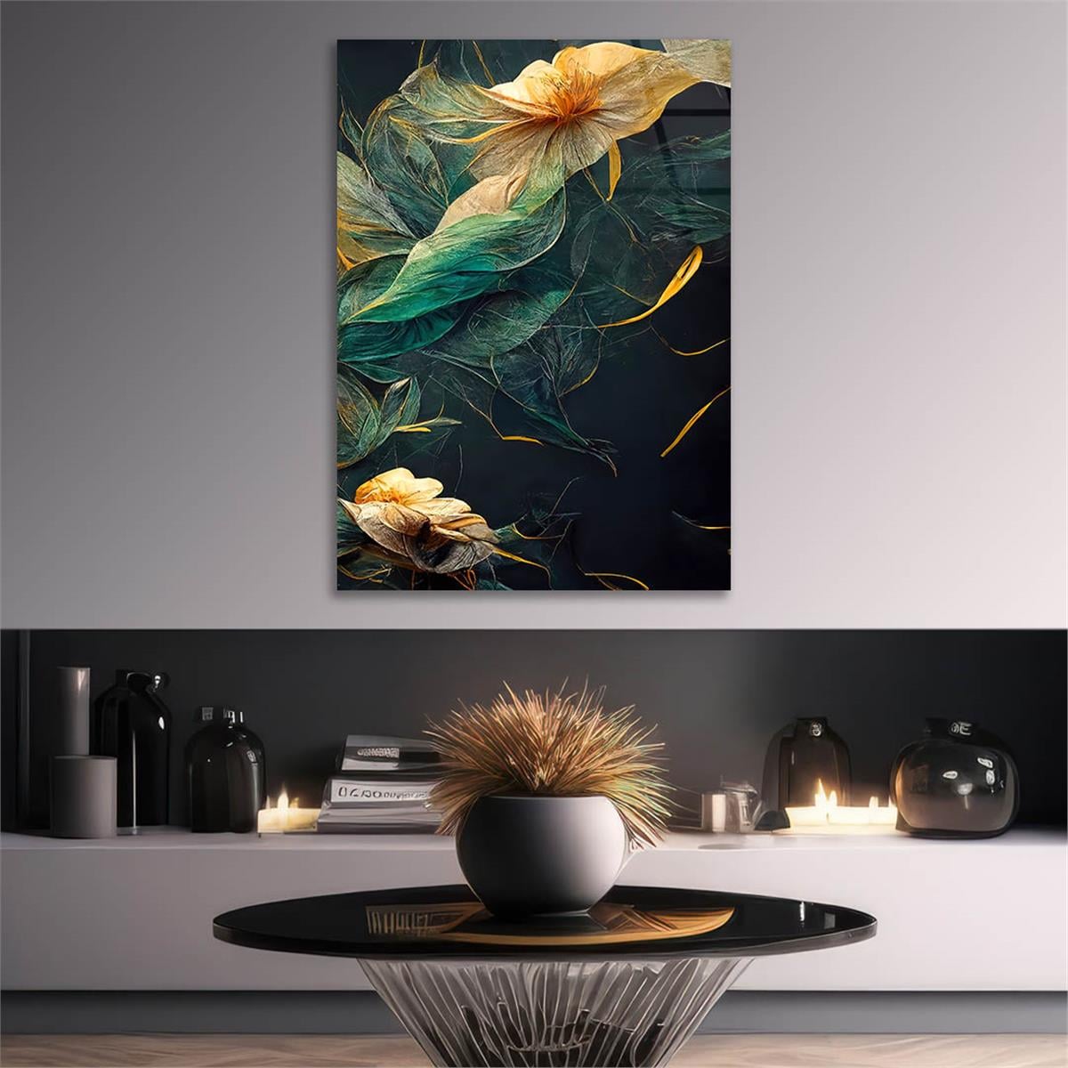 Dikey Sanat Temalı Cam Tablo 386