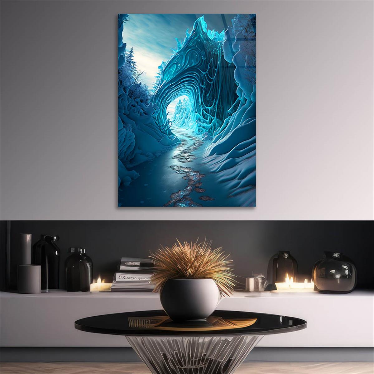 Dikey Sanat Temalı Cam Tablo 468