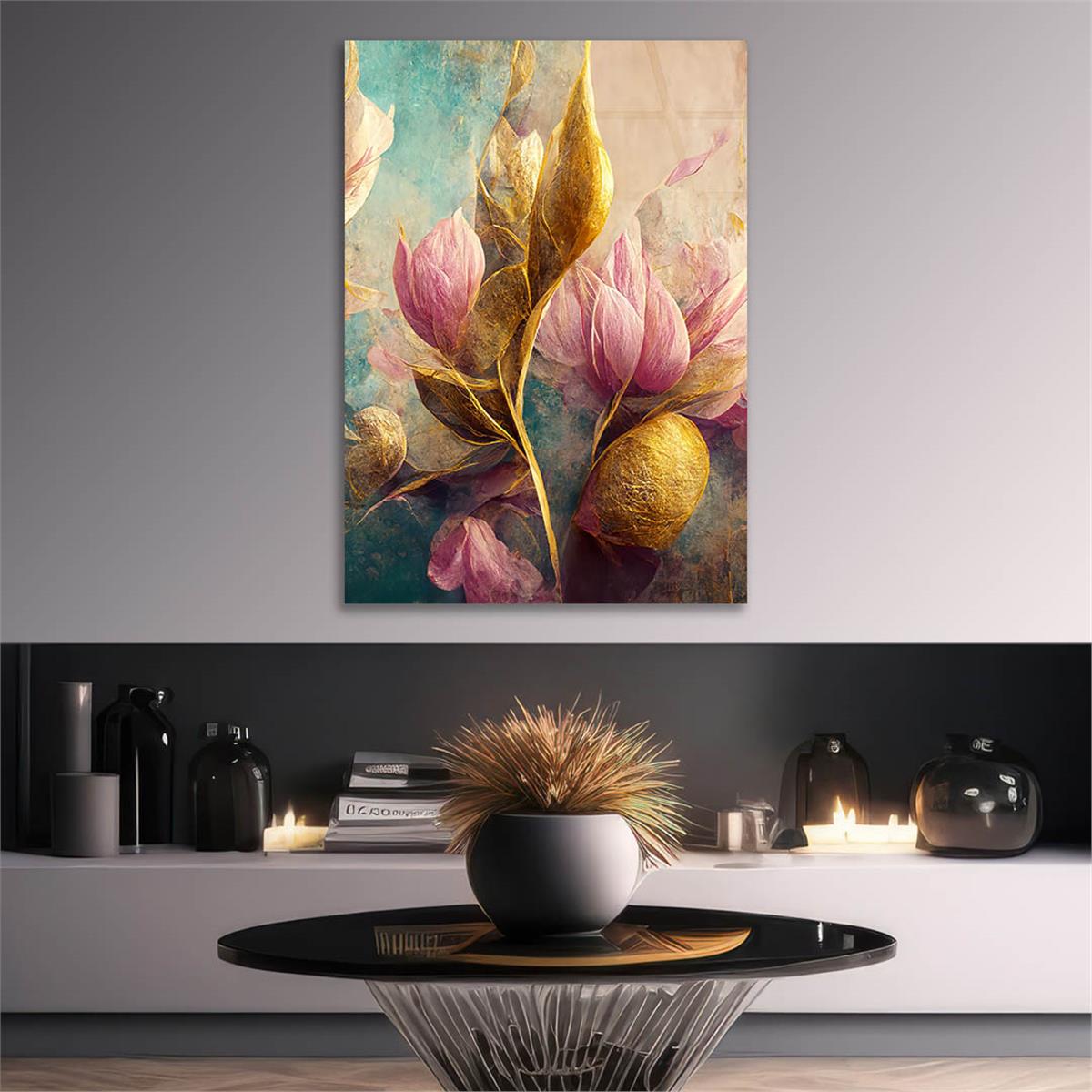 Dikey Sanat Temalı Cam Tablo 464