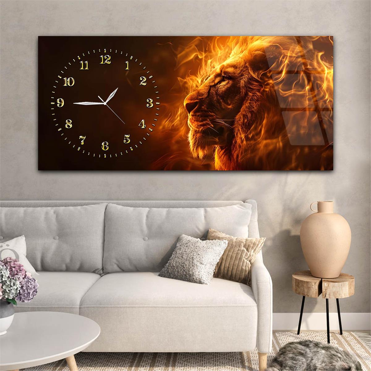 Yatay Saatli Yandan Sanat Temalı Cam Tablo 319