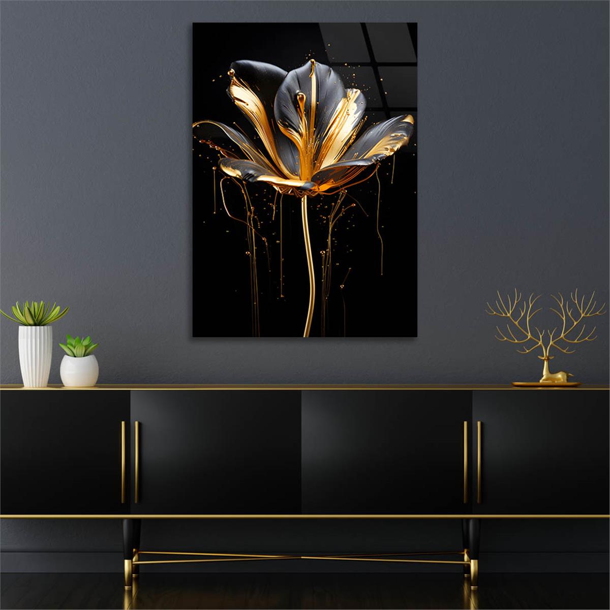 Dikey Sanat Temalı Cam Tablo 592