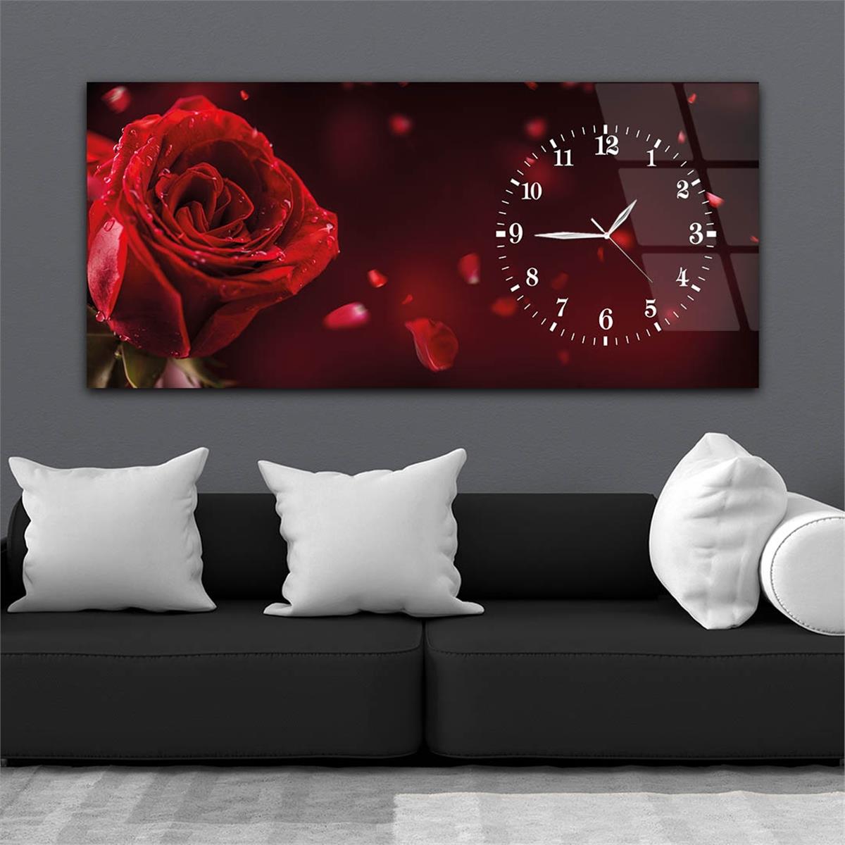 Side-Clock, Art And Nature-Themed Horizontal Glass Wall Painting 020
