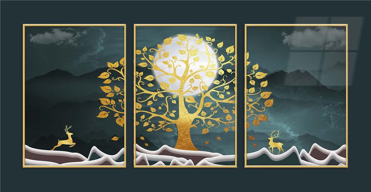 Alüminyum Çerçeveli Sanat Temalı 3lü Set MDF Tablo 0029