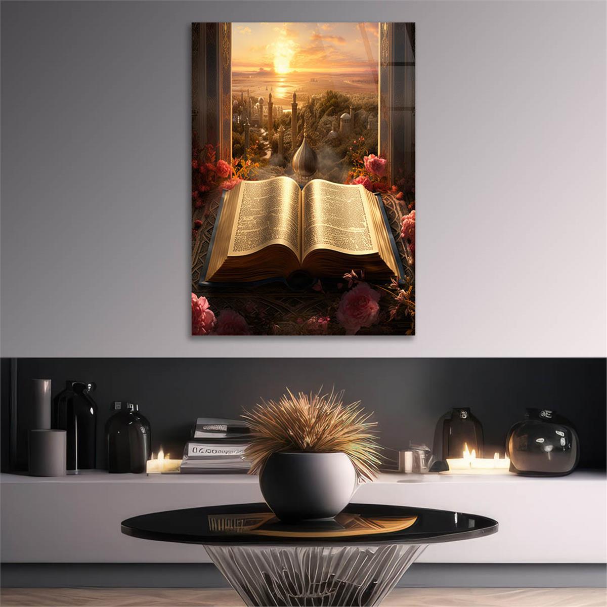 Dikey Dini Temalı Cam Tablo 293