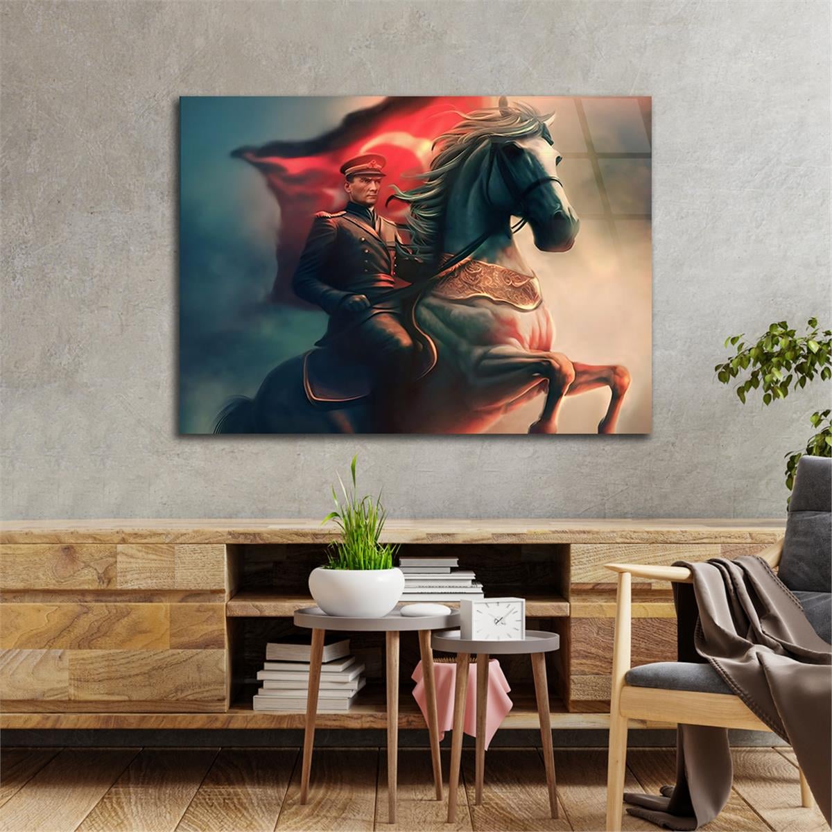 Yatay Vatan Temalı Cam Tablo 156