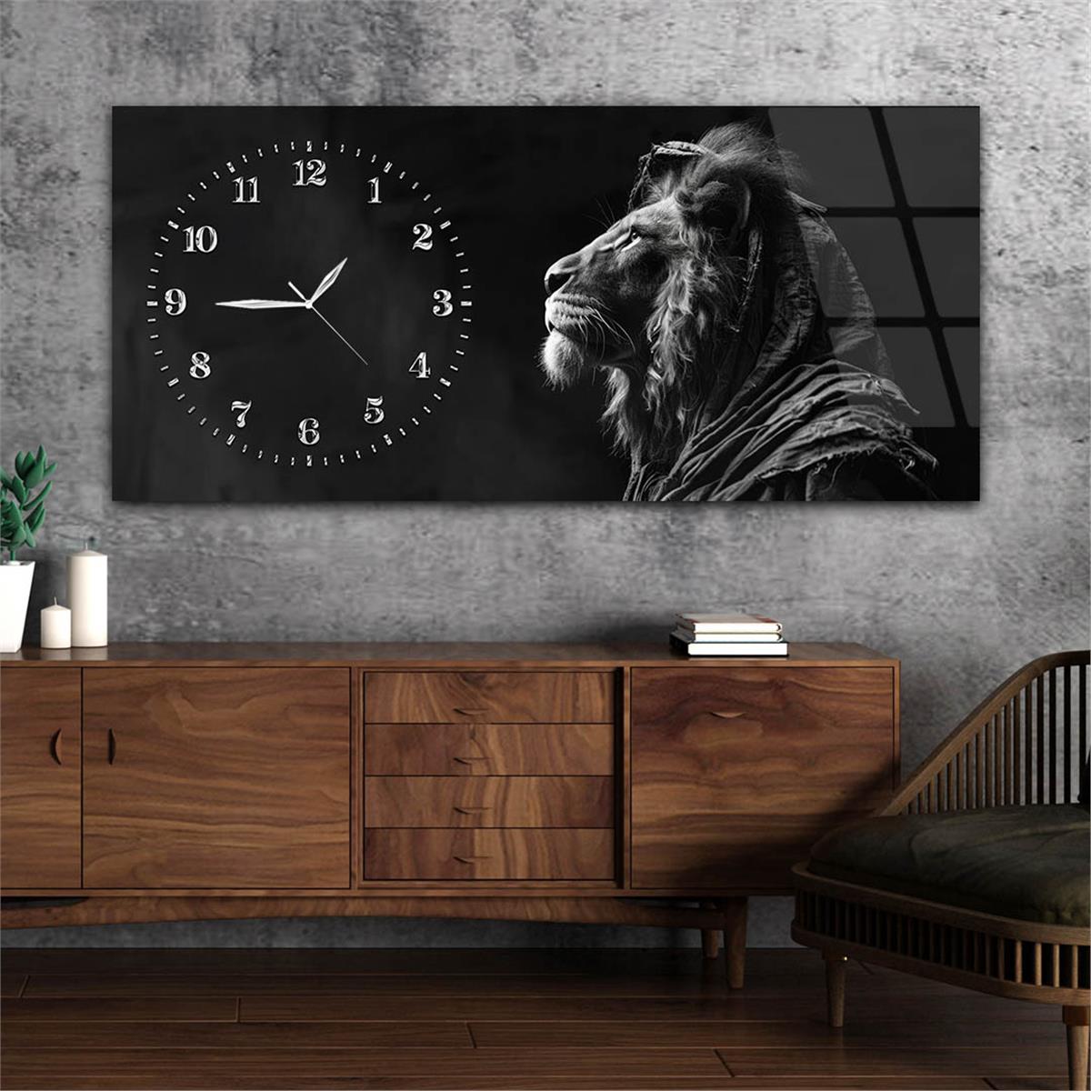 Yatay Saatli Yandan Sanat Temalı Cam Tablo 312