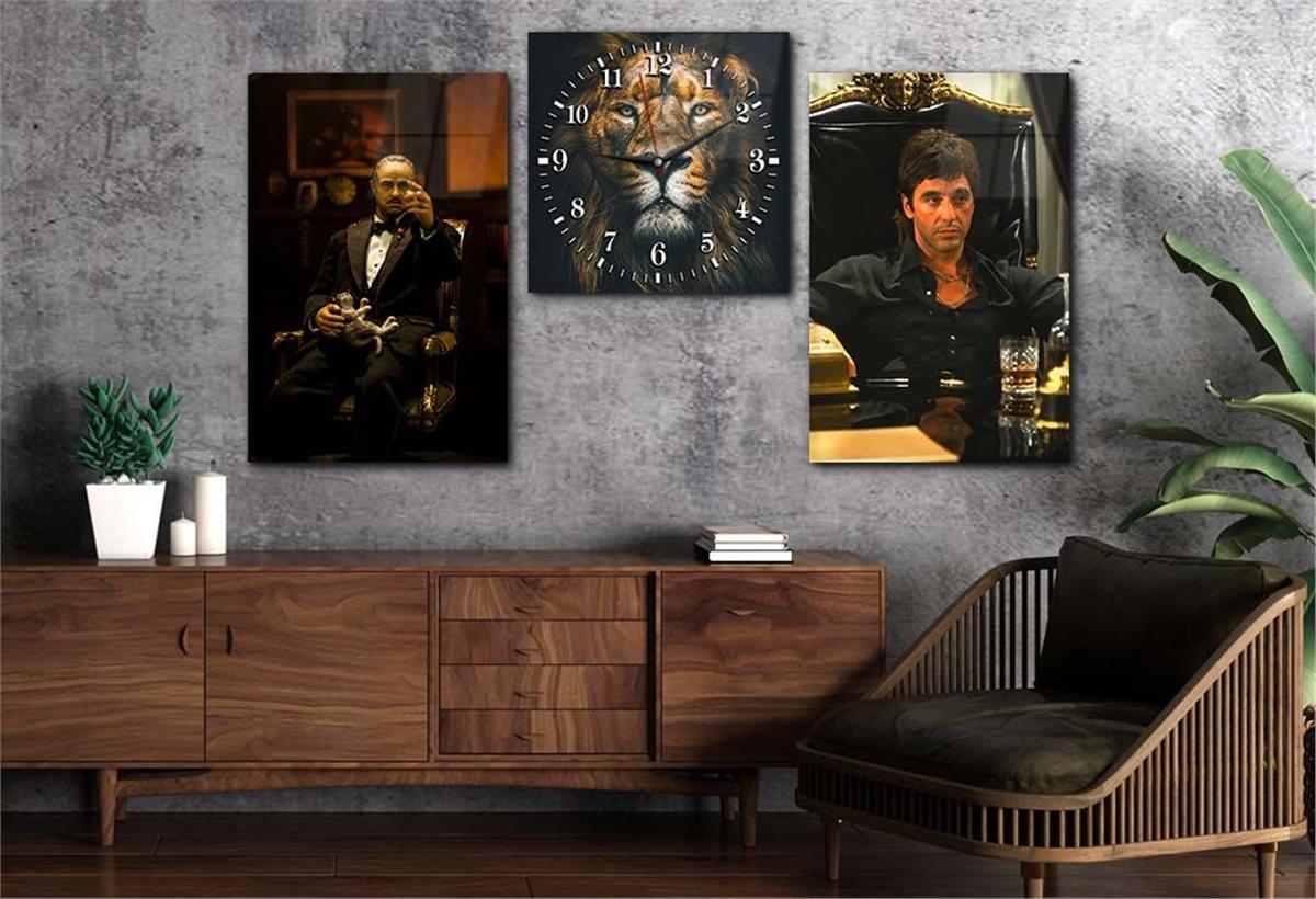 Tempered Glasss Wall Arts Art-Themed Set with Clock