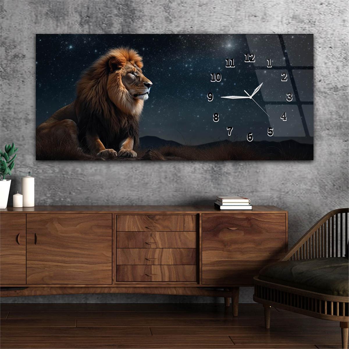 Horizontaal, Aan De Zijkant Voorzien Van Een Klok, Kunst en Natuur Thema Gehard Glasschilderij 181