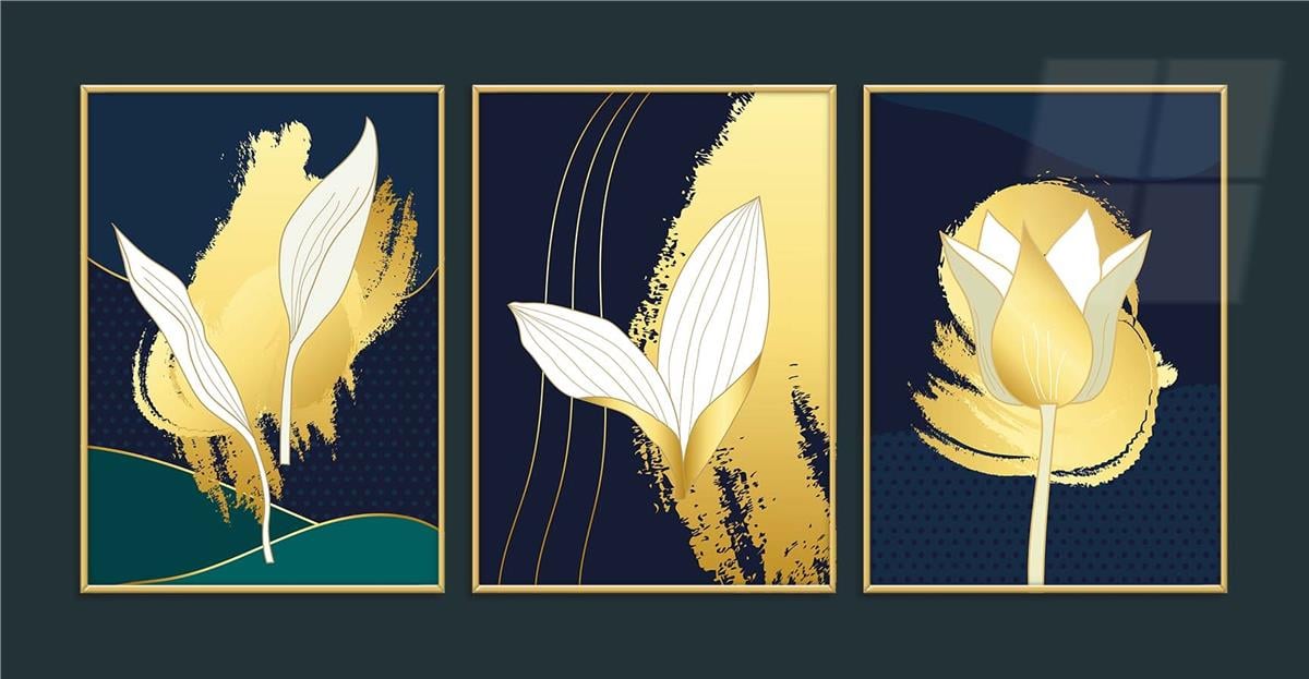 Alüminyum Çerçeveli Sanat Temalı 3lü Set MDF Tablo 0006